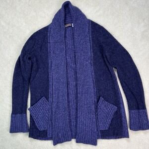 Cullen Open Front Long Sweater Women's Medium 100% Cashmere Knit Pockets Cozy